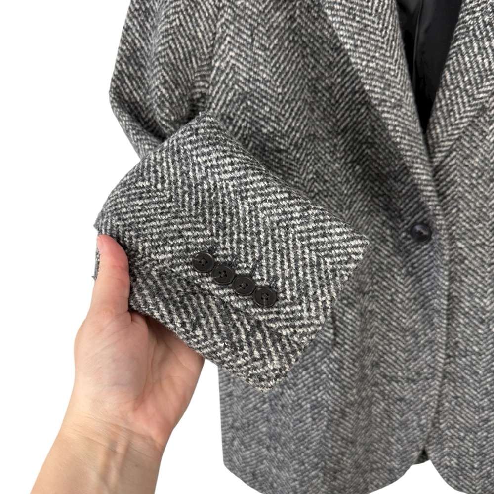 Banana Republic Olinda Oversized Italian Herringbone Blazer Grey Sz S - Picture 6 of 15